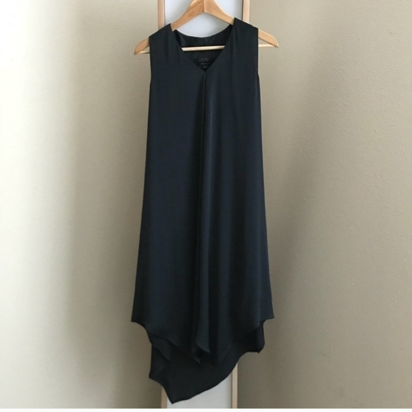 All Saints Blaze Dress Asymmetrical sleeveless black Satin dress Size 0 - Picture 5 of 10